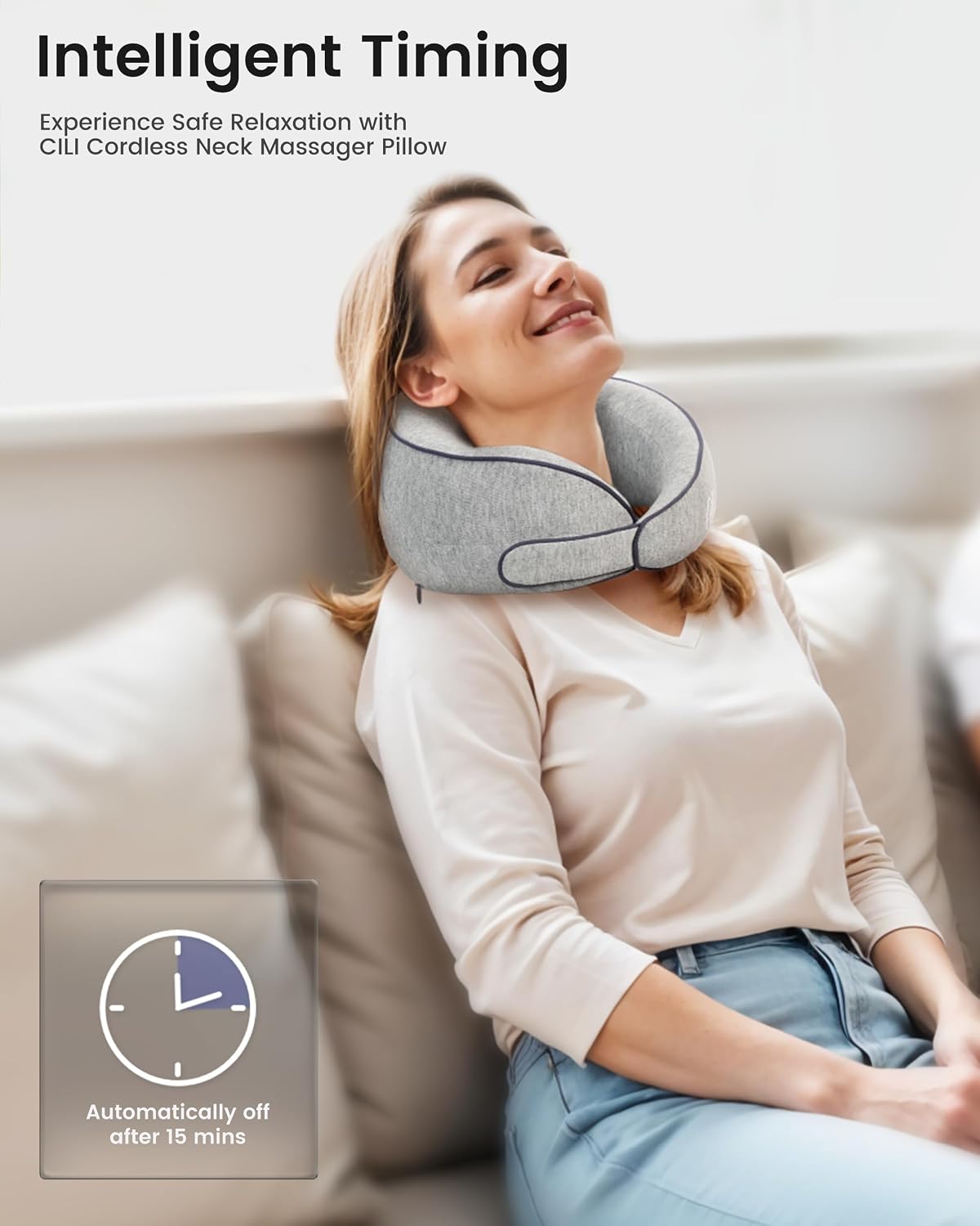 Almohada masajeadora de cuello inalámbrica con calor, masajeador de cuello Shiatsu para aliviar el dolor de tejido profundo, almohada de masaje térmica para viajes, 3 intensidades ajustables, regalos para mujeres y hombres