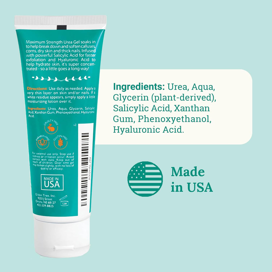 GILDEN TREE Gel de urea 42 % para pies, máxima fuerza, suaviza los...