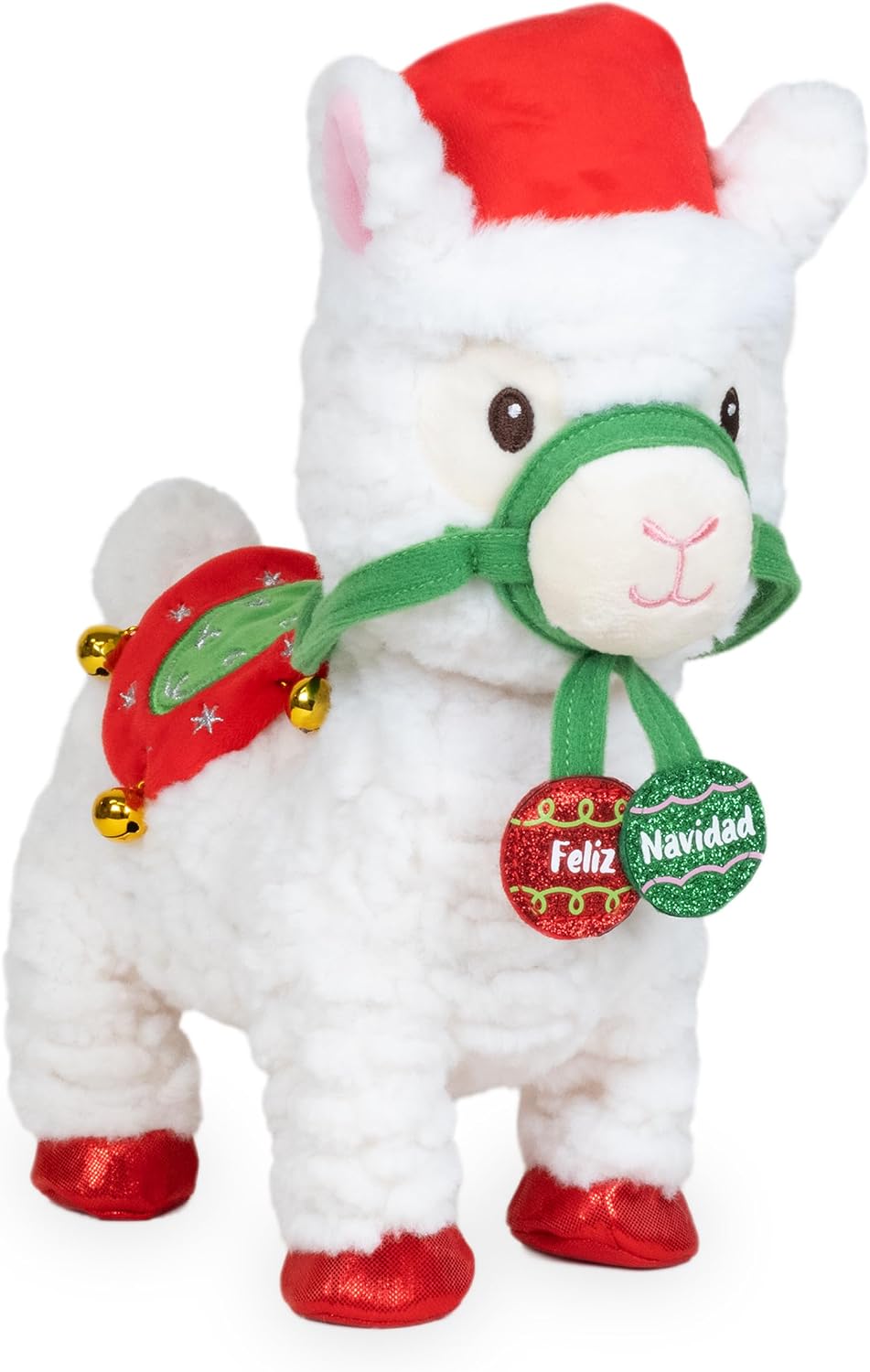 Cuddle Barn - Navidad Nico | Peluche Navideño Animado Caminante Musical Llama Reproduce 'Feliz Navidad', 10.5 pulgadas