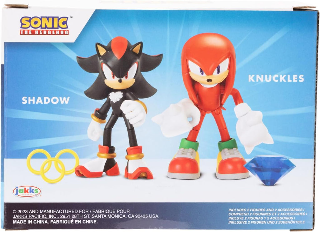 JAKKS Pacific Sonic The Hedgehog - Figura de acción de 4 pulgadas, paquete de 2 Knuckles & Shadow