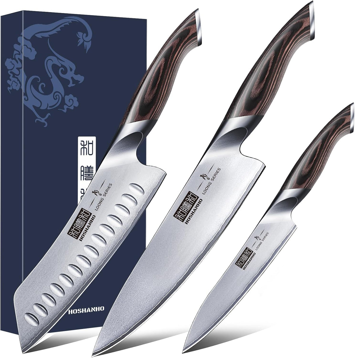 HOSHANHO 3 Piezas Juego de Cuchillos, Juego Profesional de Cuchillos de Cocina Japoneses