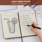 ZCZN Cuadernos rayados para el trabajo, 5.5 x 8.3 pulgadas, 192 páginas, diarios A5 de cuero de tapa dura para escribir, diario y viajes, cuadernos de diario con rayas universitarias para escuela