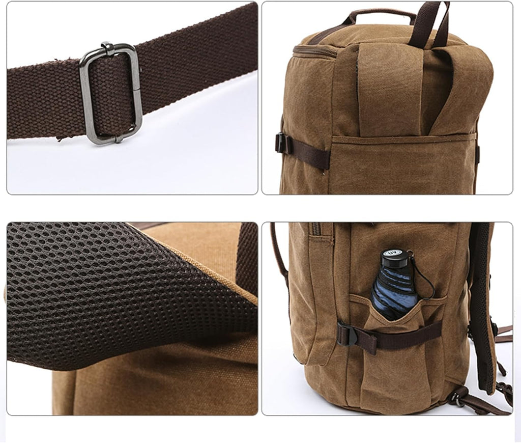IT'SCARL Mochila grande para hombres, mochila de viaje, bolsa grande de lona, mochila de trabajo (caqui)