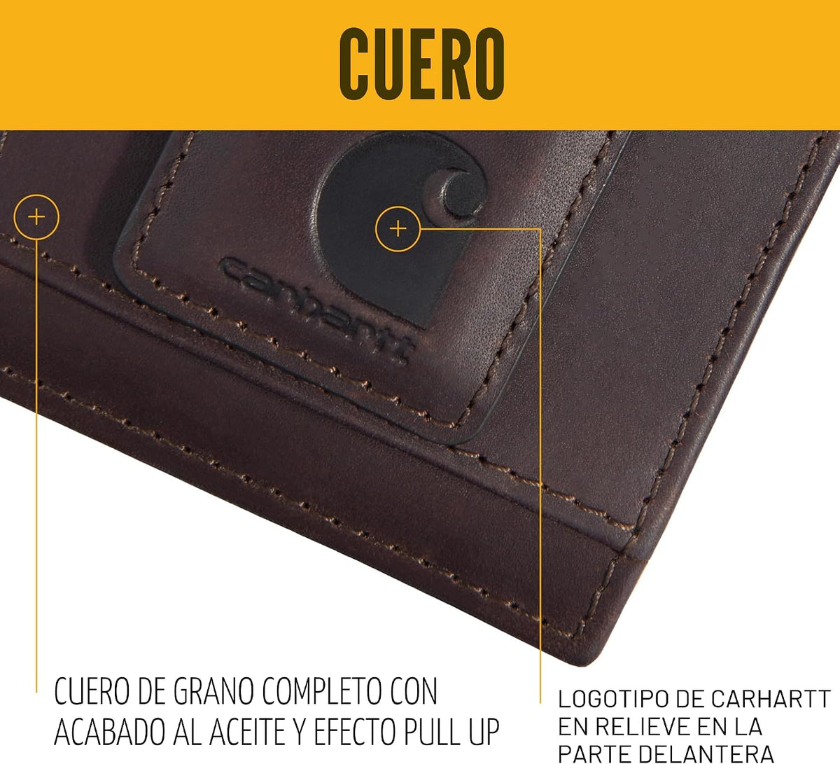 Cartera Carhartt Oil Tan de Cuero con Bolsillo Frontal Marrón