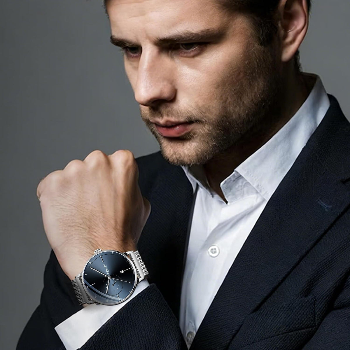 Relojes automáticos para hombre, reloj automático para hombre, movimiento mecánico original, resistente al agua 3ATM, manecillas luminosas, calendario y pantalla de 24 horas, relojes de pulsera