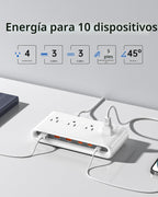 Regleta de alimentación 10 en 1 con puertos USB C, USB de 35 W