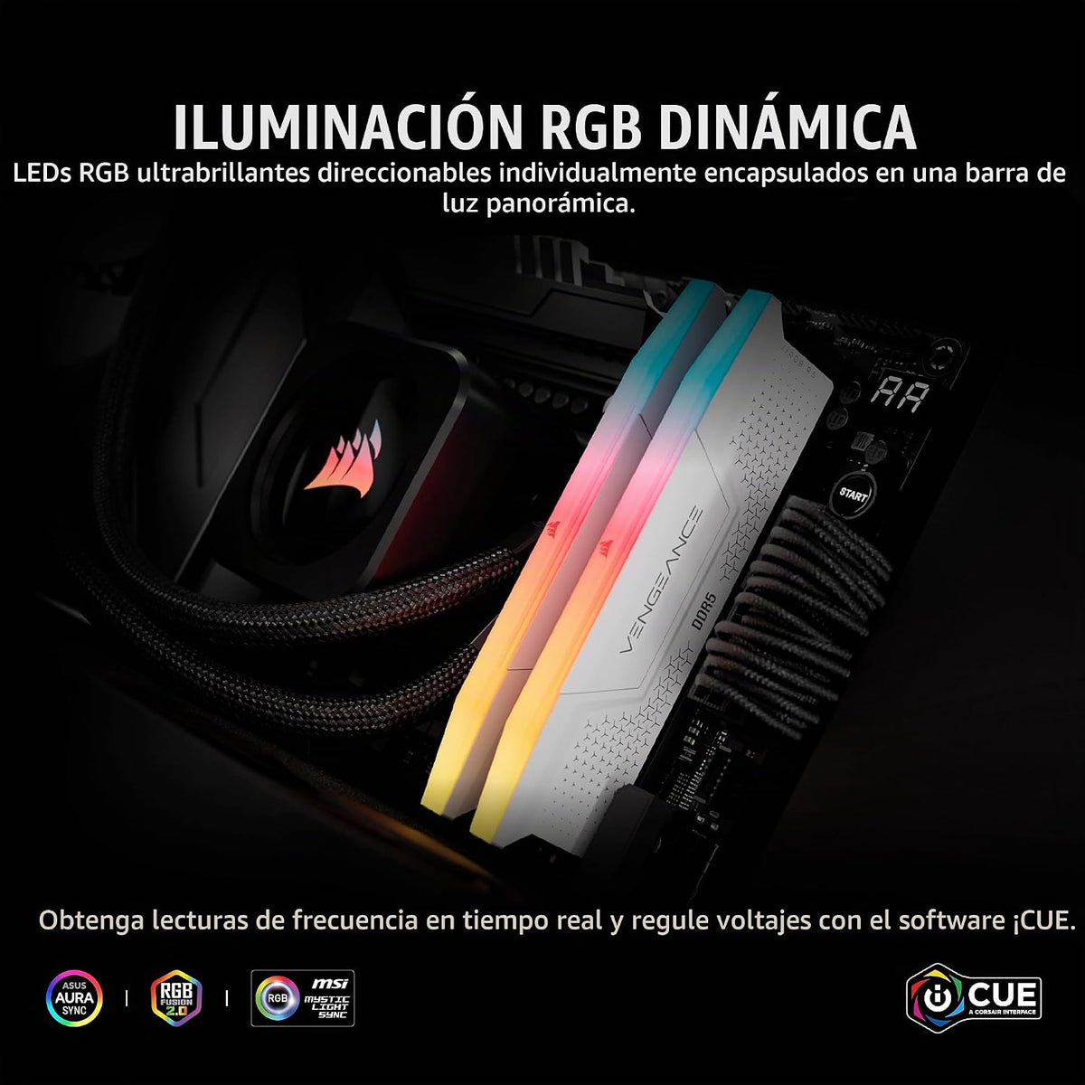 CORSAIR Vengeance RGB RS DDR5 32 GB (2 x 16 GB) Hasta 6000 MHz AMD...
