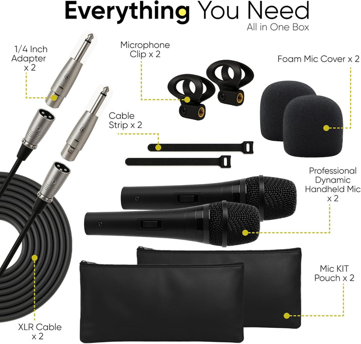 Bowens Paquete de 2 micrófonos dinámicos: micrófonos XLR de mano co...