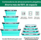 Sudaya Paquete de 8 recipientes plegables de almacenamiento de alimentos con tapas, juegos de recipientes de almacenamiento plegables de silicona para camping, accesorios de caravana, remolque de viaje imprescindible