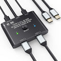 Interruptor USB C 2 en 1 Salida USB C Selector de conmutador para 2 computadoras portátiles comparte 1 dispositivo USB, transferencia de datos 4K @60Hz/10Gbps y carga PD de 100 W, control con cable y