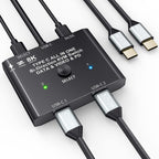 Interruptor USB C 2 en 1 Salida USB C Selector de conmutador para 2 computadoras portátiles comparte 1 dispositivo USB, transferencia de datos 4K @60Hz/10Gbps y carga PD de 100 W, control con cable y