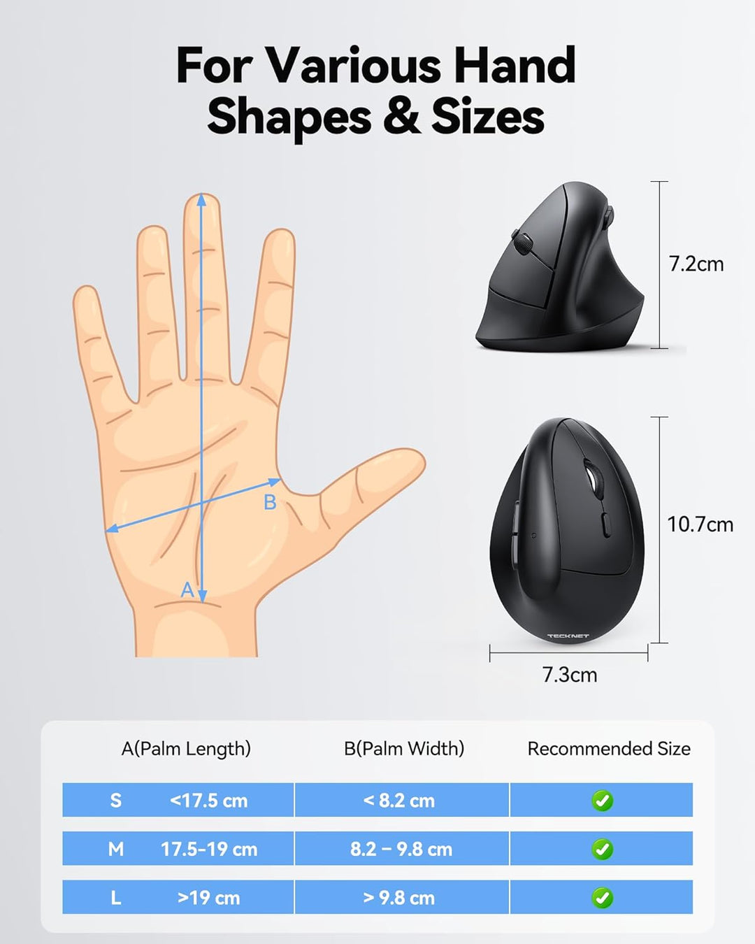 TECKNET Ratón Ergonómico, Ratón Inalámbrico Vertical 2.4G, Ratón de...