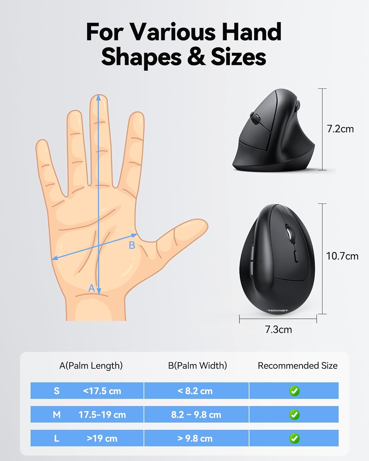 TECKNET Ratón Ergonómico, Ratón Inalámbrico Vertical 2.4G, Ratón de...