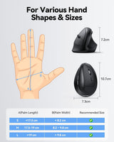 TECKNET Ratón Ergonómico, Ratón Inalámbrico Vertical 2.4G, Ratón de...