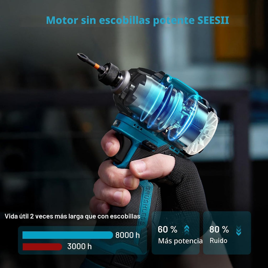 Kit combinado de herramientas eléctricas sin escobillas para taladro inalámbrico para bricolaje en el hogar