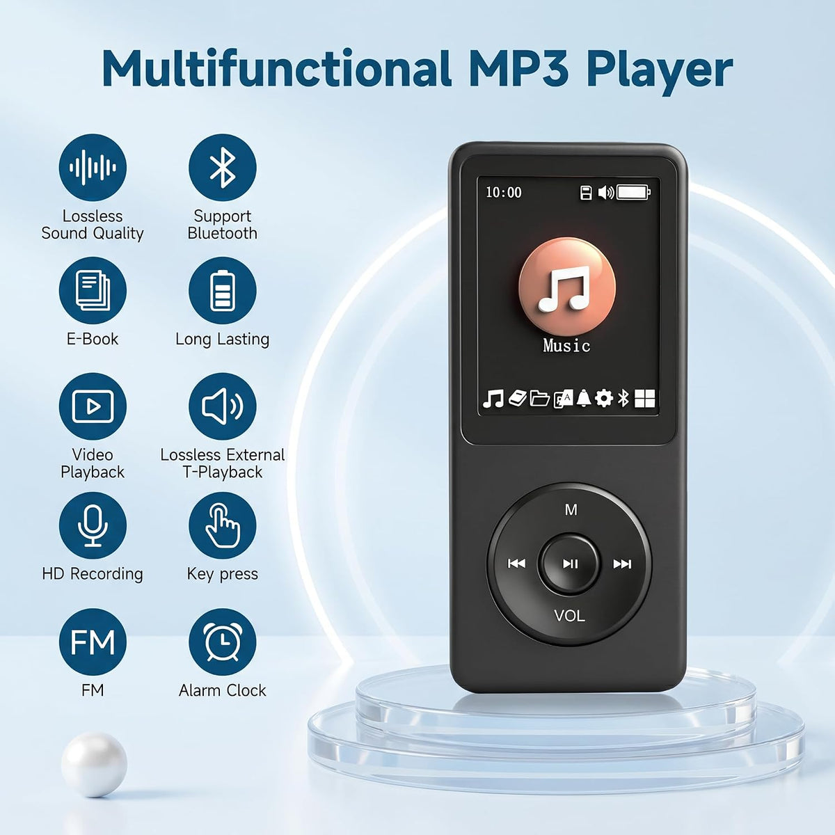 Reproductor MP3 de 128 GB con auriculares Bluetooth 5.3 incluidos