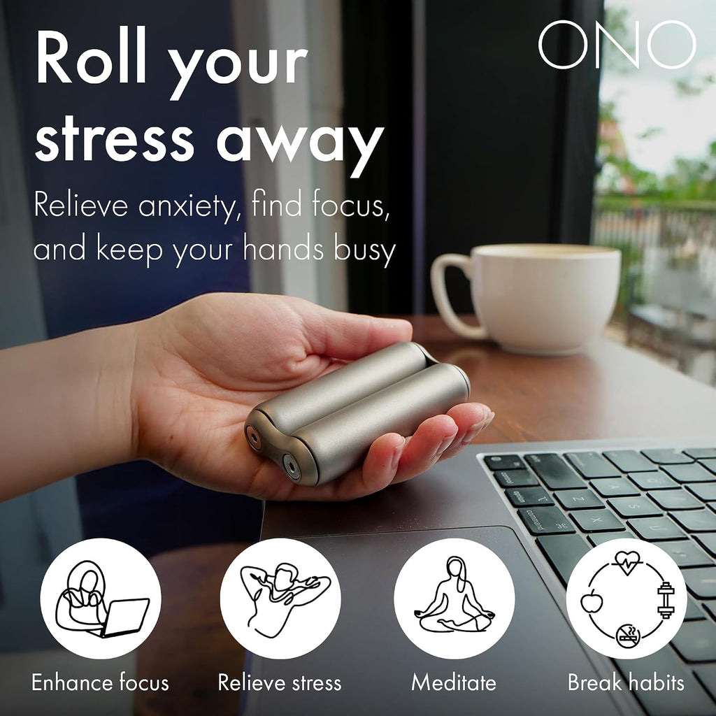 ONO Roller - Juguete antiestrés de mano para adultos | Ayuda a aliviar el estrés, la ansiedad, la tensión | Promueve la concentración, la claridad | Diseño compacto y portátil (titanio, tamaño junior