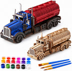 Rompecabezas de madera 3D de camión cisterna – 307 piezas de camión de madera pintable para adultos, kit de manualidades de camión para exhibición en el hogar, regalos para adolescentes a