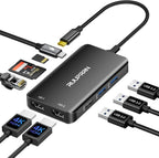 Estación de acoplamiento USB-C para monitor dual, Dock USB-C 9 en 1 con 2 HDMI