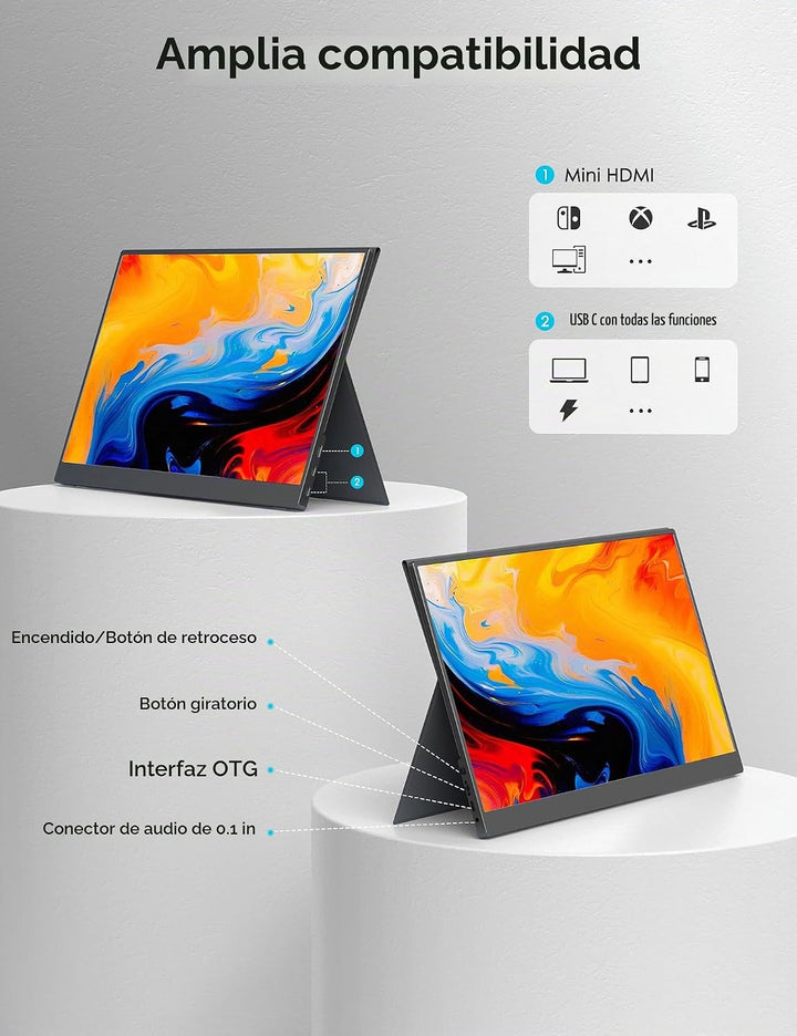 Anyuse Monitor portátil de 17.3 pulgadas, 1080P FHD, 144Hz, pantall...