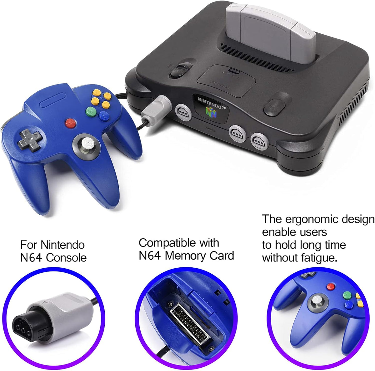 miadore Paquete de 4 Controladores Clásicos N64, Controladores con Cable para N64 con Joystick Mejorado (Versión USB no para PC) (Rojo/Azul/Verde Transparente/Azul Transparente)