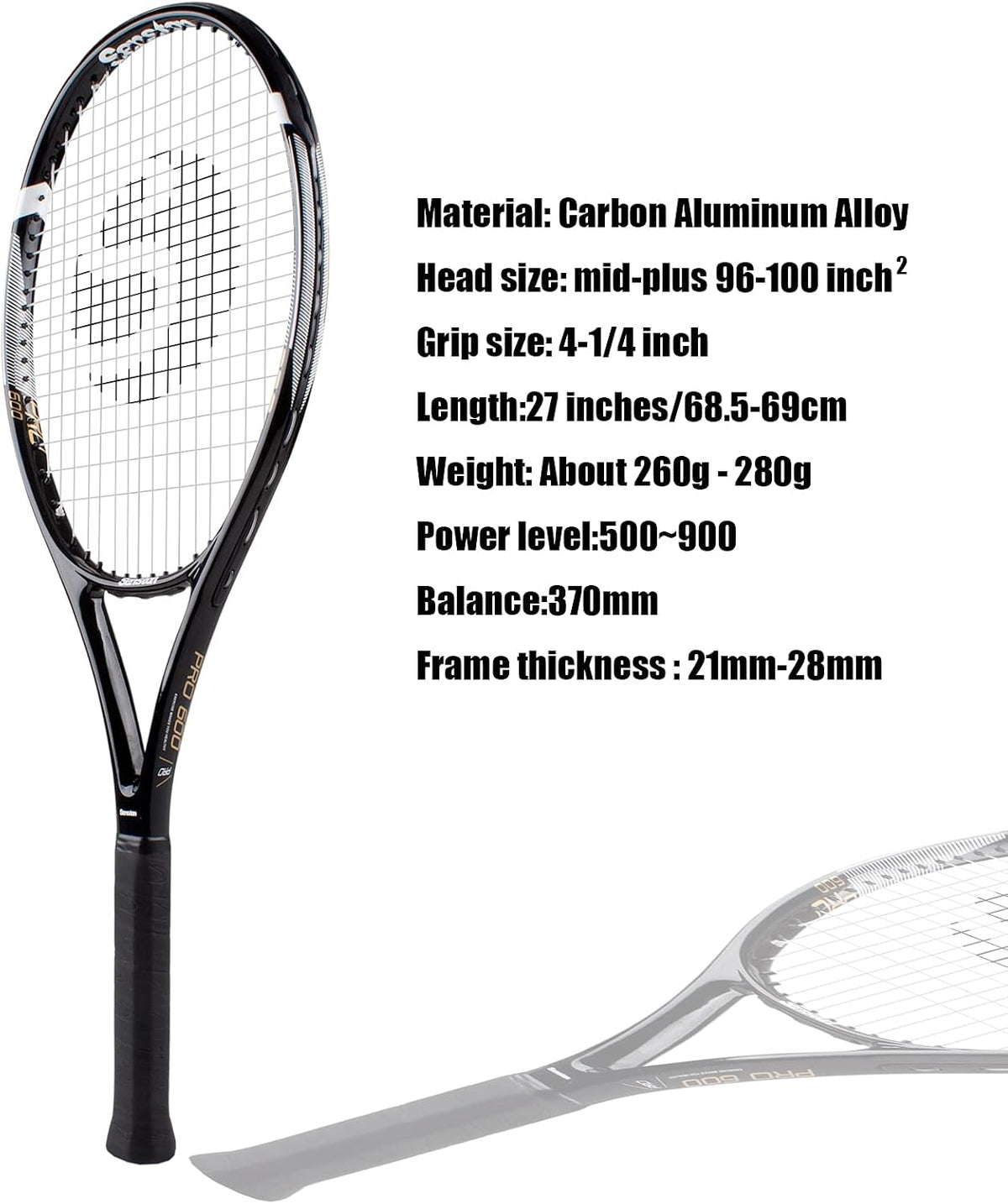 Raquetas de tenis Senston para adultos de 27 pulgadas - Juego de raquetas de tenis para 2 jugadores con 3 pelotas, 2 empuñaduras, 2 amortiguadores de vibración