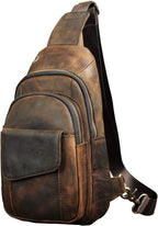 Le'aokuu Hombres al aire libre Casual Viaje Senderismo Té Crossbody Pecho Sling Bag Rig Un Hombro Correa Bolsa Mochila Hombres Cuero