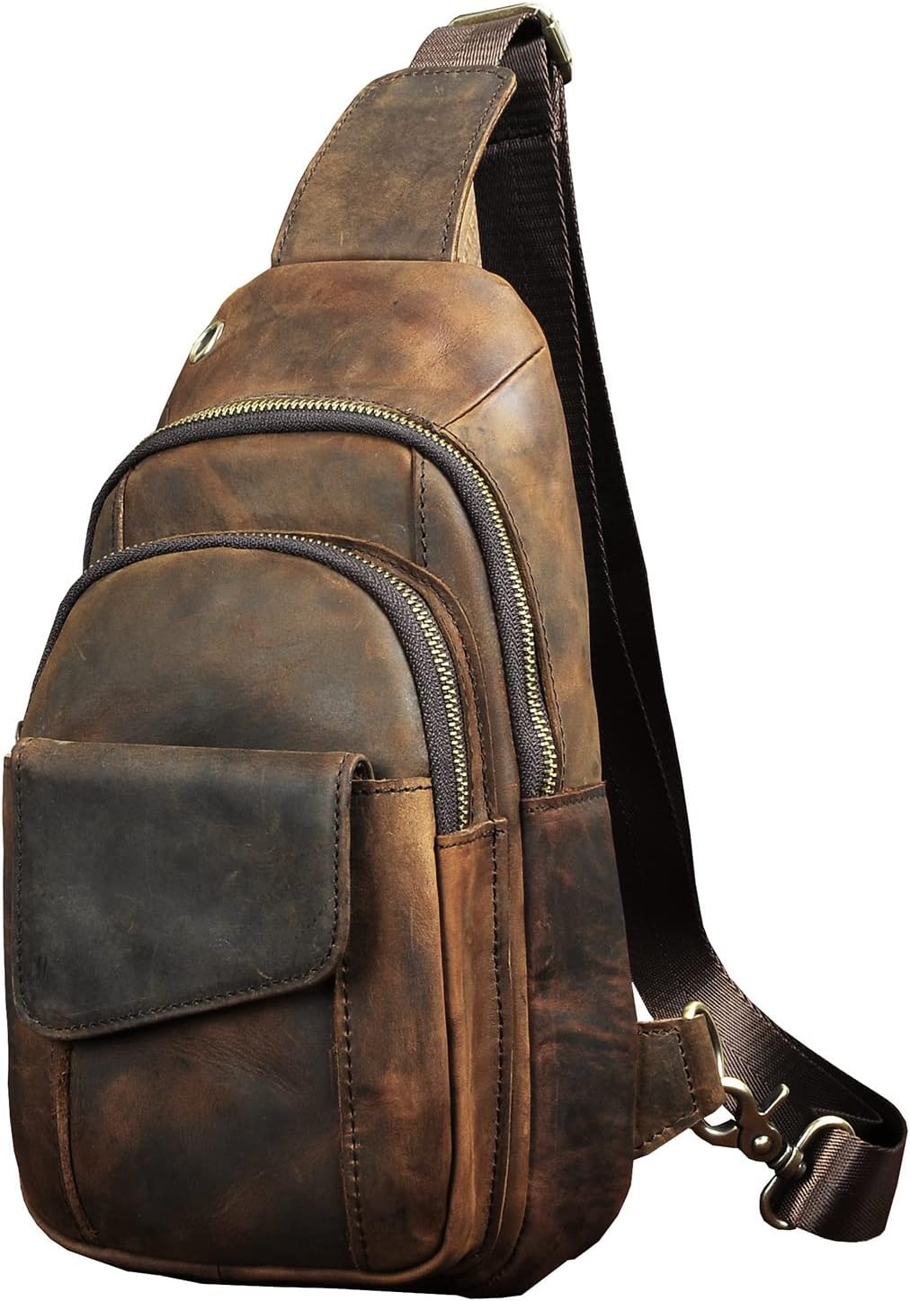 Le'aokuu Hombres al aire libre Casual Viaje Senderismo Té Crossbody Pecho Sling Bag Rig Un Hombro Correa Bolsa Mochila Hombres Cuero
