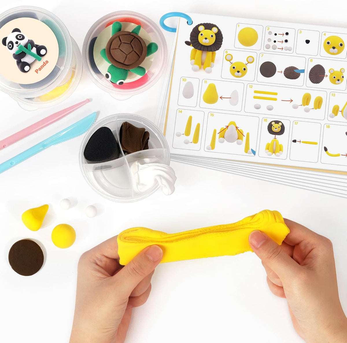 Helsort Kit de Arcilla para Secado al Aire para Niños, Set de 12 Arcillas para Modelar Animales, Manualidades para Niños