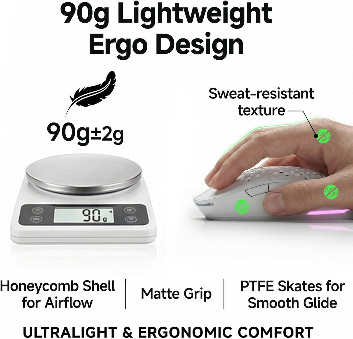 TMKB - Mouse inalámbrico para juegos, sensor óptico de 24000 DPI, b...