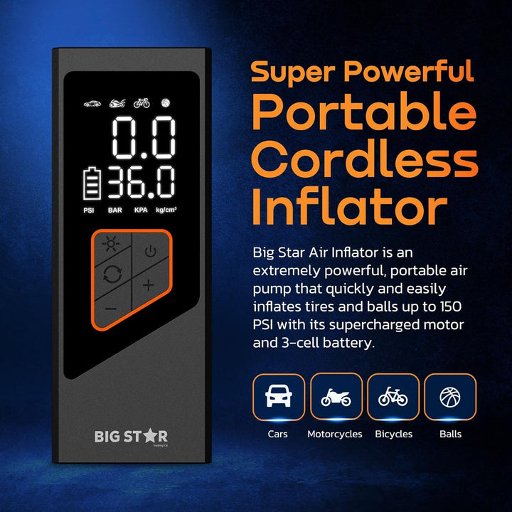 Compresor de aire portátil para inflador de neumáticos, 150 PSI, in...