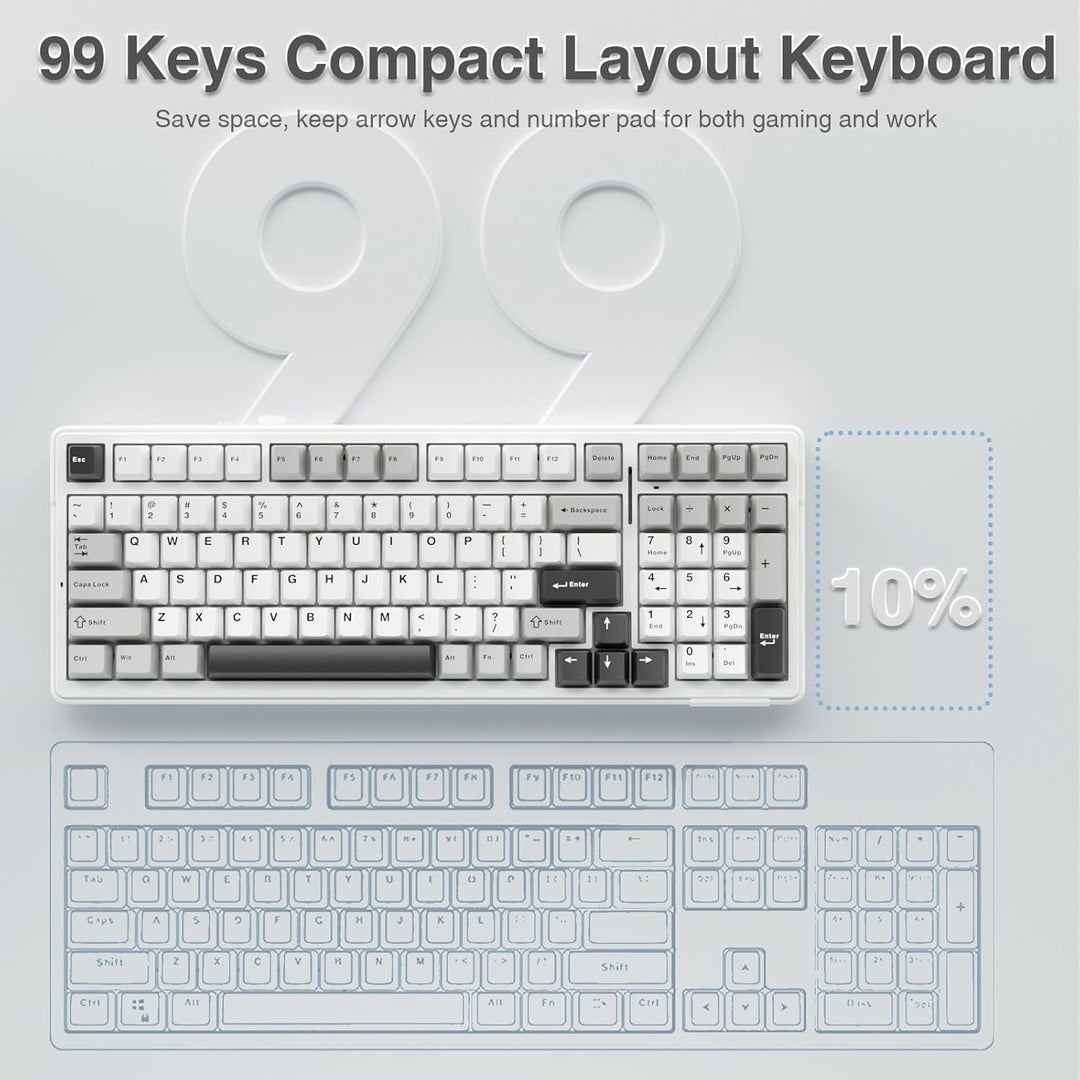 AULA Teclado mecánico inalámbrico F99, triple modo BT5.0\/2.4GHz\/U...