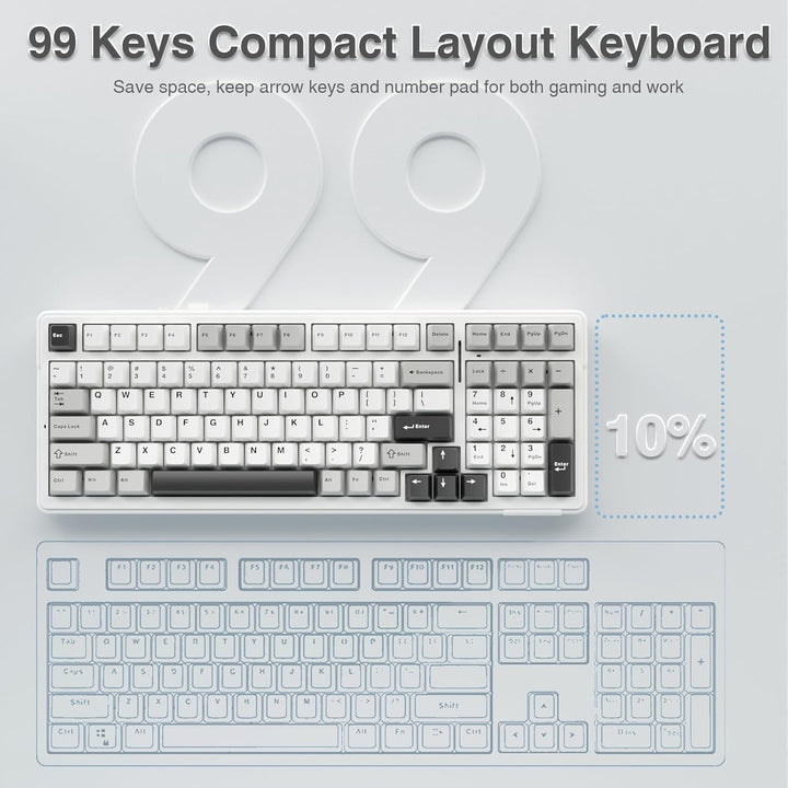 AULA Teclado mecánico inalámbrico F99, triple modo BT5.0\/2.4GHz\/U...