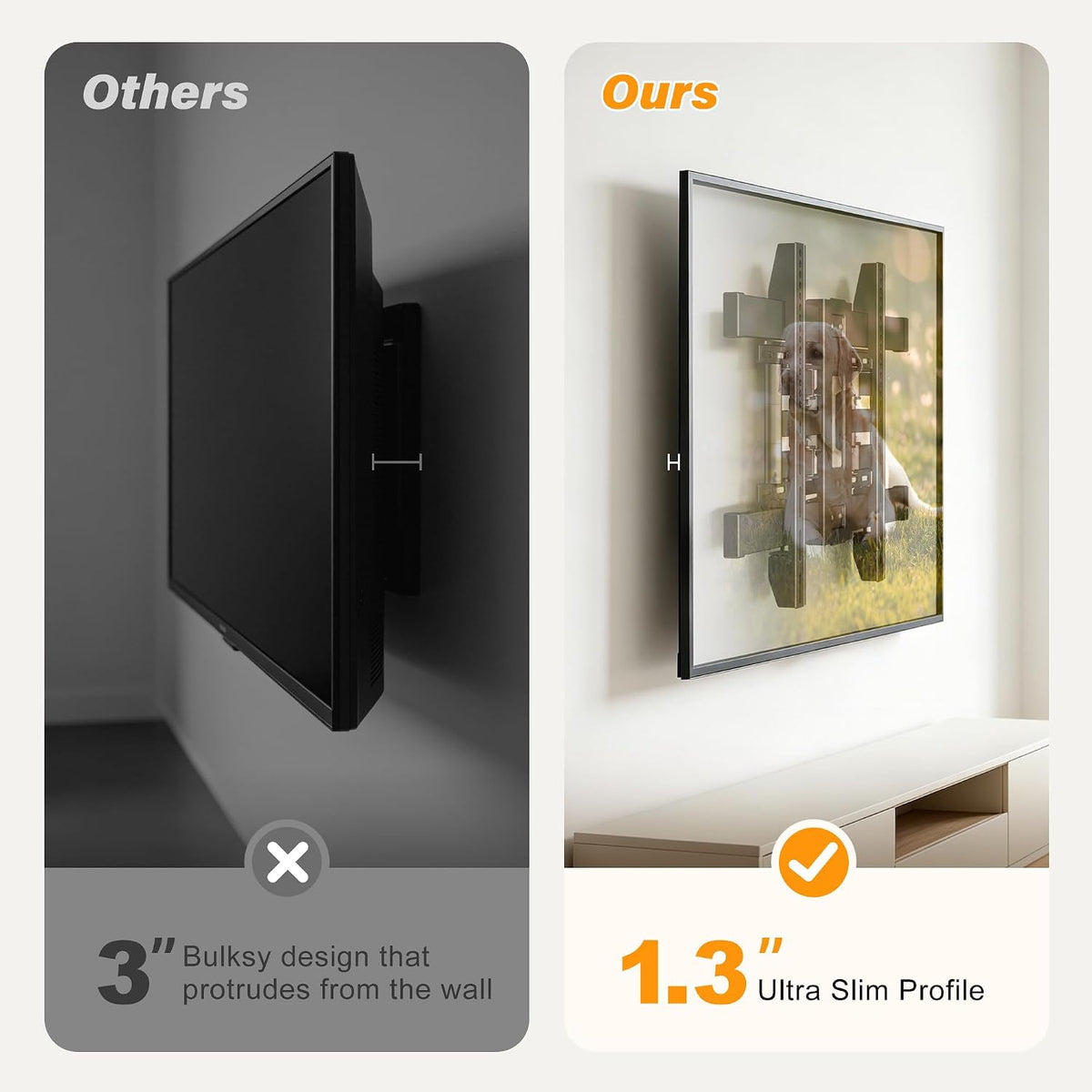Soporte de pared ultra delgado de 1,3" para televisores de 32 a 75