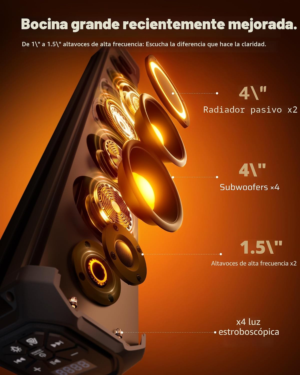 Ehaho - Barra de sonido UTV de 35 pulgadas, altavoz de carrito de golf Bluetooth con luces de fiesta RGB