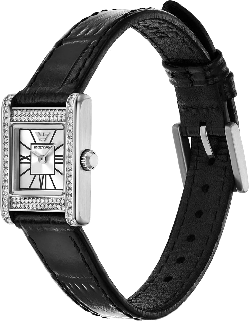Emporio Armani Reloj rectangular de dos manos; reloj de vestir para mujer