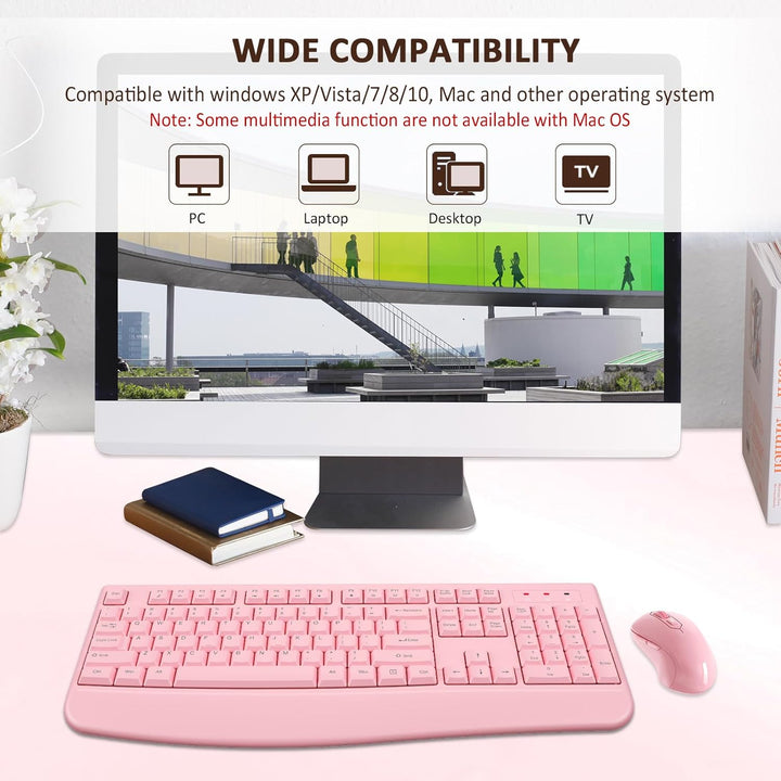EDJO - Combo de teclado y mouse inalámbricos, teclado ergonómico de...