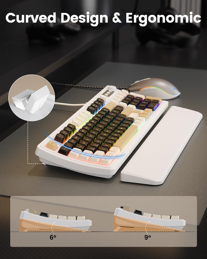 SABLUTE Teclado y ratón para juegos con cable, retroiluminación RGB...