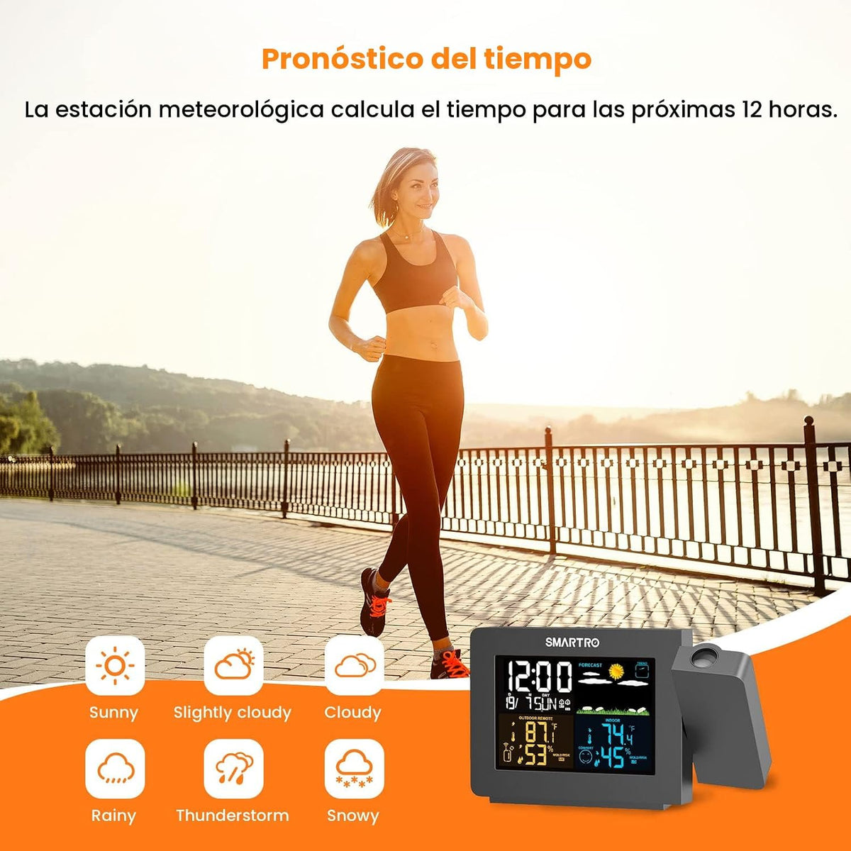 SC91 Projection Alarm Clock para Bedrooms con Weather Station