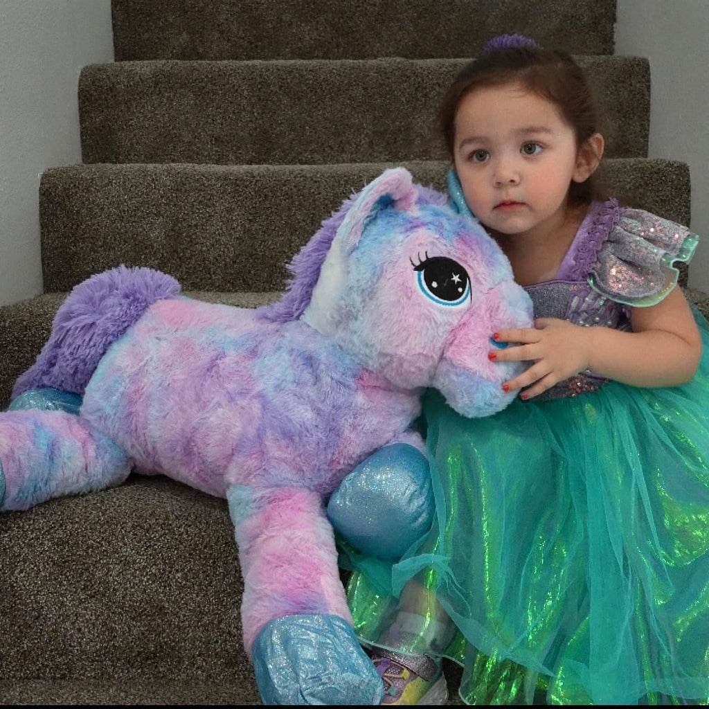 Muiteiur Animal de peluche de unicornio de 31.6 pulgadas, unicornio de peluche grande para niñas, almohada de felpa suave, regalos para niñas y niños, azul