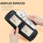 Billetera para hombre con bloqueo RFID y cierre, de grandes dimensiones, con 2 ventanas de identificación - Diseño de gran capacidad, 13 ranuras para tarjetas de crédito