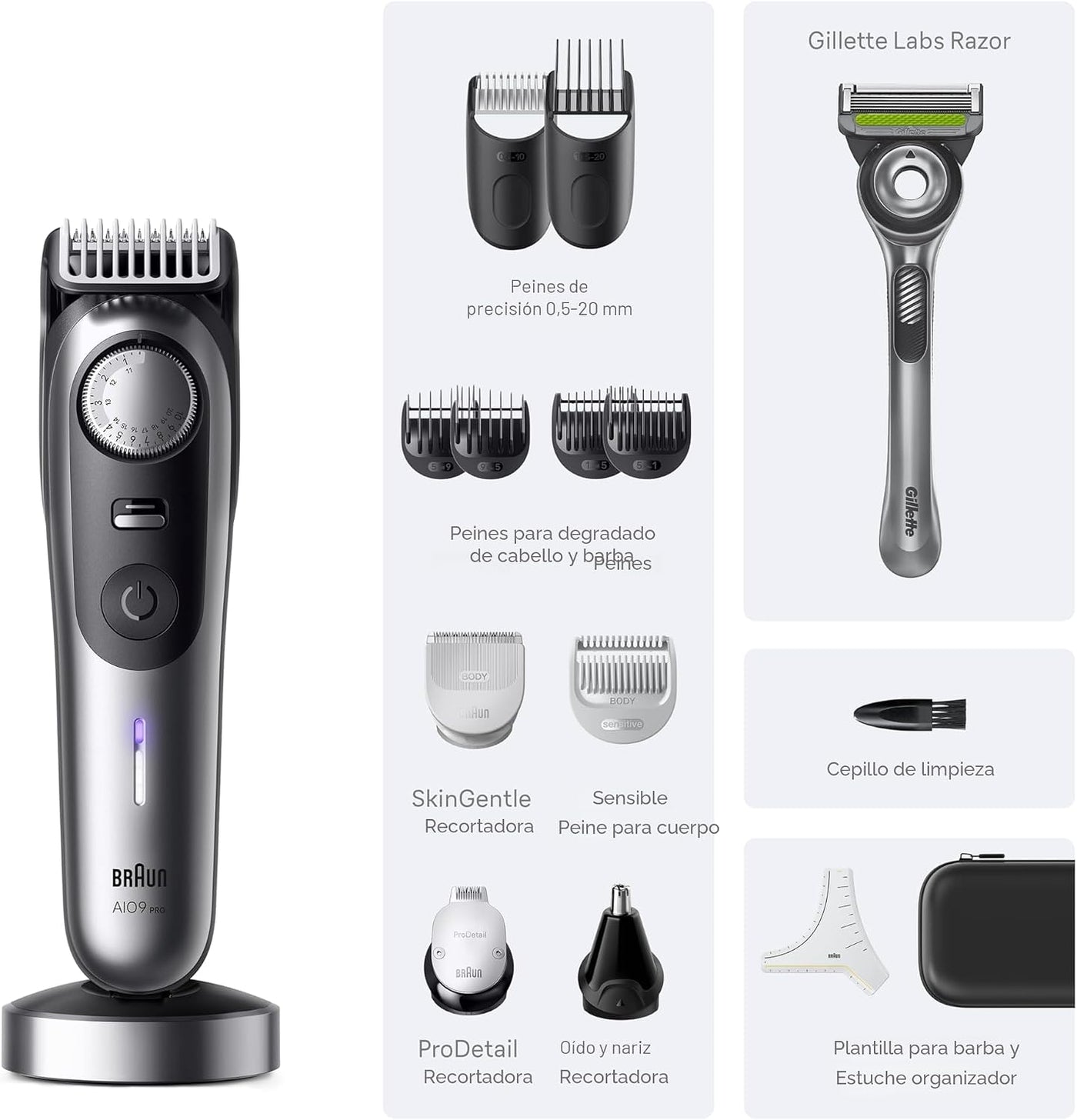 Braun Cortadora eléctrica de barba todo en uno Series 9 PRO para ho...