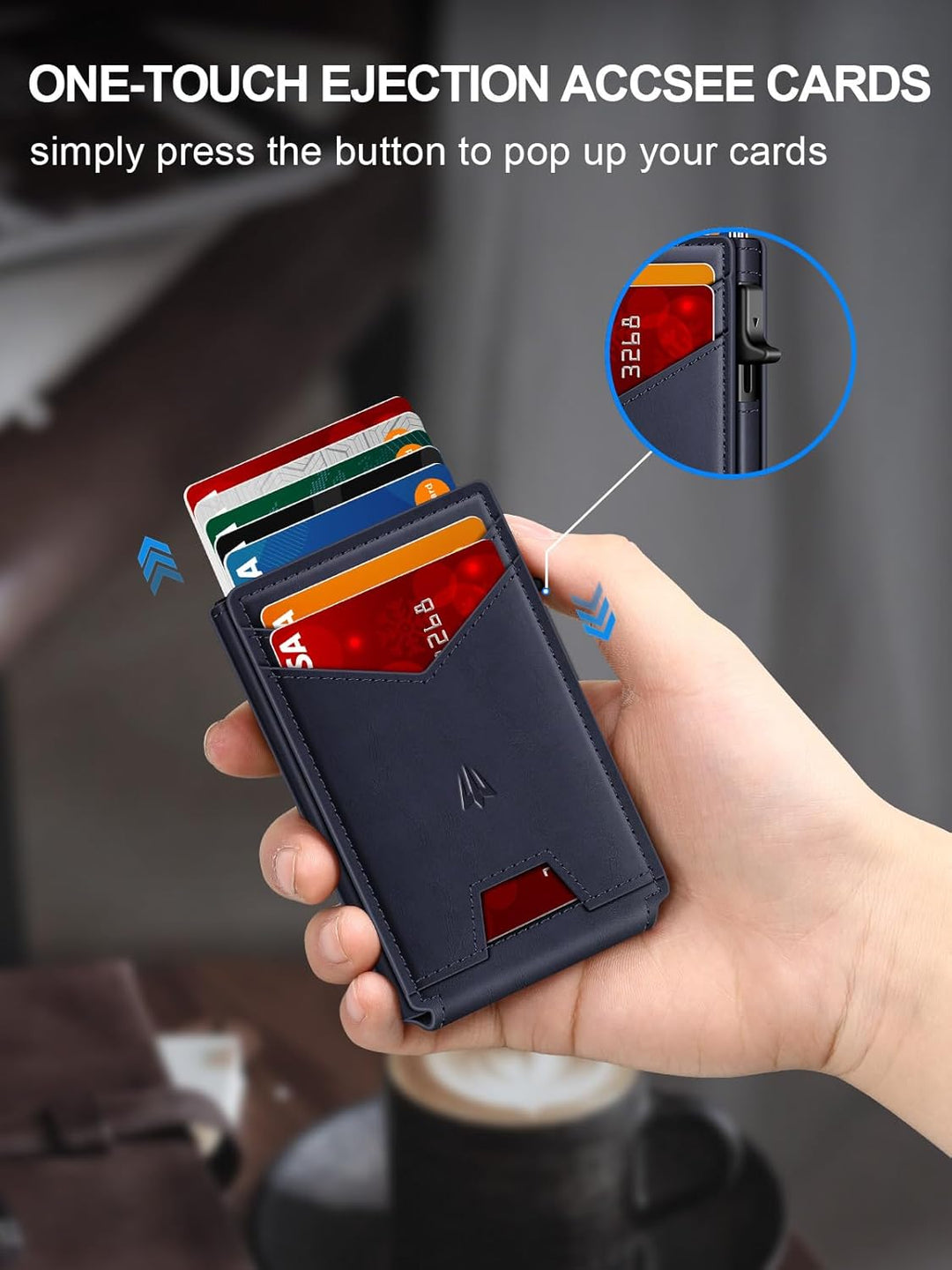 Cartera para hombre, delgada y minimalista con clip para dinero y v...