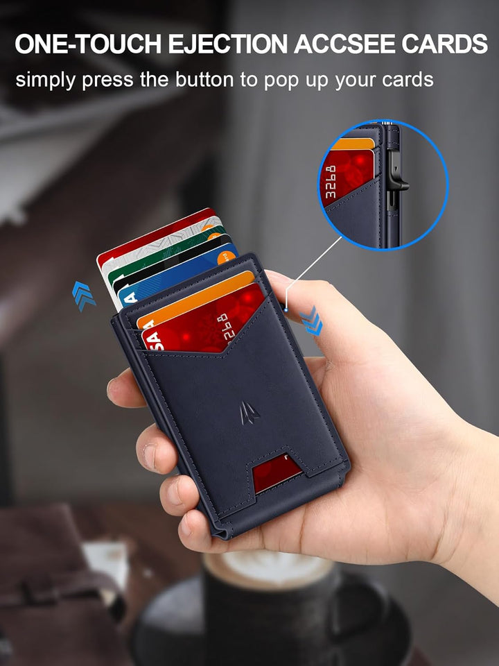 Cartera para hombre, delgada y minimalista con clip para dinero y v...