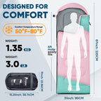 Sacos de Dormir para Adultos, Ultraligeros y Lavables a máquina, a Prueba de Agua para Senderismo, Camping y Mochila, para Clima Cálido y Frío, Esenciales de Camping para Viajar