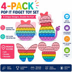 Paquete de 4 juguetes para ansiedad de reventar burbujas para niños, mariposa Pop It, gato Pop It, juego de juguetes sensoriales de ratón y gatito, juguetes sensoriales de animales para la ansiedad