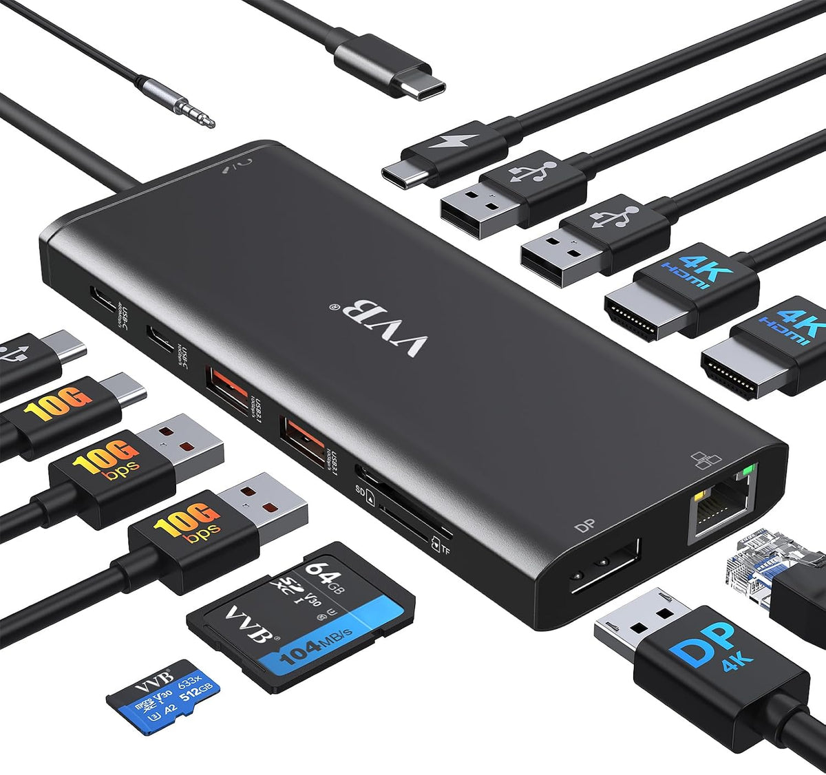 Estación de acoplamiento USB C de monitor dual para laptop Dell\/Le...