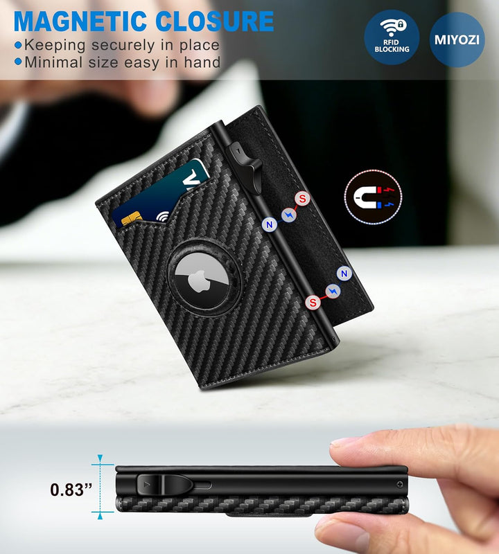 miyozi Billetera para Airtag para hombre, con bolsillo para efectiv...