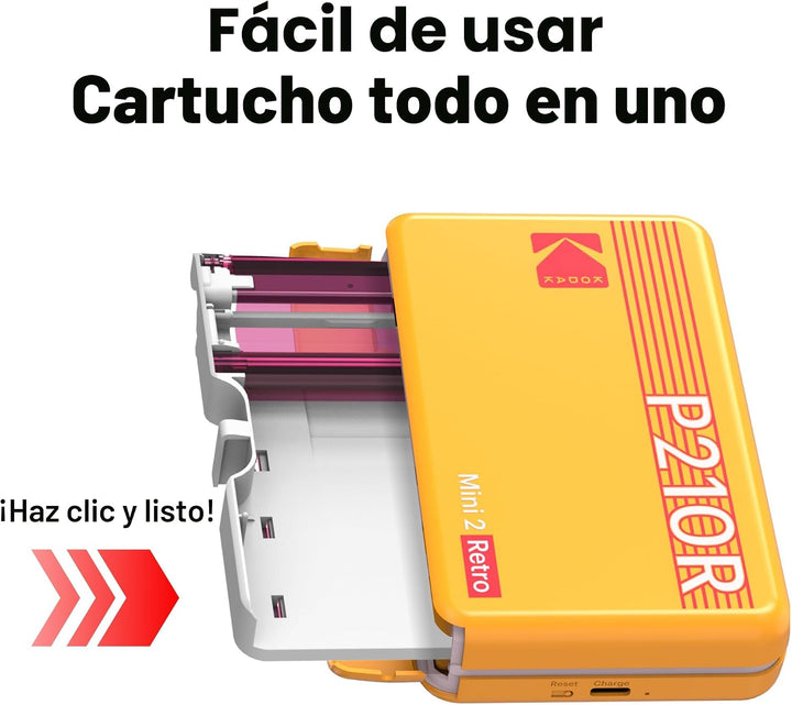 Kodak Mini 2 Retro 4PASS Impresora fotográfica portátil, 2.1x3.4 pu...