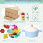 Juego de cocina de madera del juego de 63 piezas, accesorios de